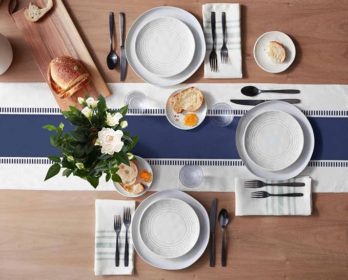 Navy Blue Table Runners 108 inches Long, Modern Stripes Table Runner Non Slip - Image 3