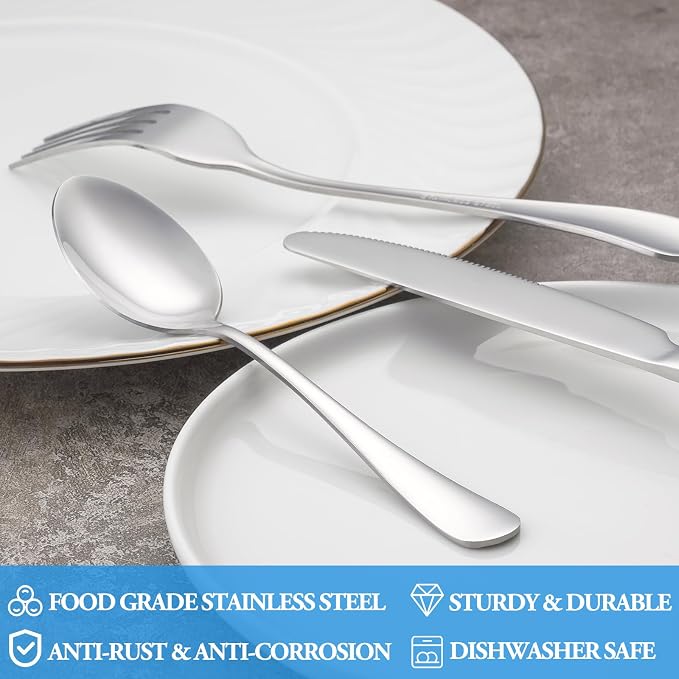 8 Pcs Tablespoon Spoon Set, Premium Food Grade Stainless Steel Spoons, Serving - Image 3