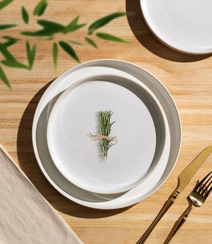 Ceramic Dinnerware Set for 4, 16-Piece Plates and Bowls Set | Lightweight - Image 2