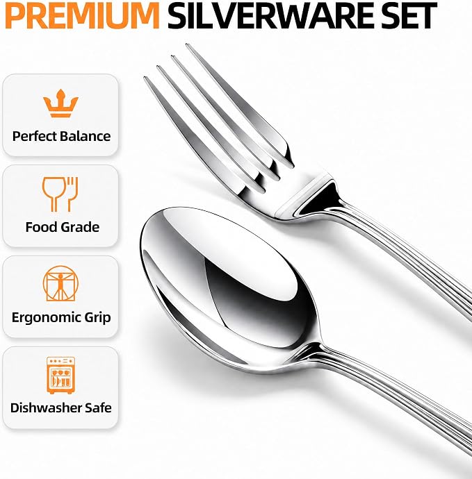NICE KITCHEN Silverware Set for 6, 30 Piece Heavy Duty Cutlery Set | Mirror - Image 2
