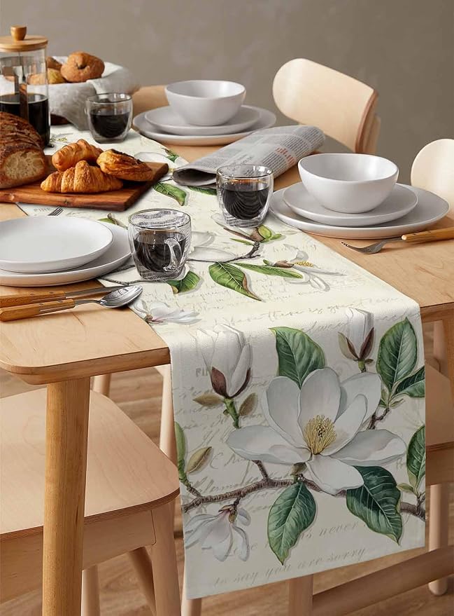 Vintage Floral Spring Table Runners 108 Inches Long, Rustic Botanical Table - Image 3