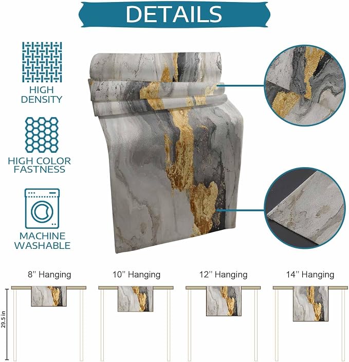 Grey Ombre Marble Table Runners 36 Inches Long, Abstract Art Kitchen Dining - Image 8