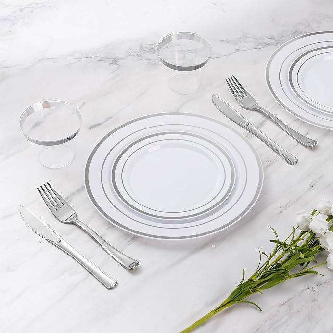 150 Pieces Silver Disposable Plates - Image 4