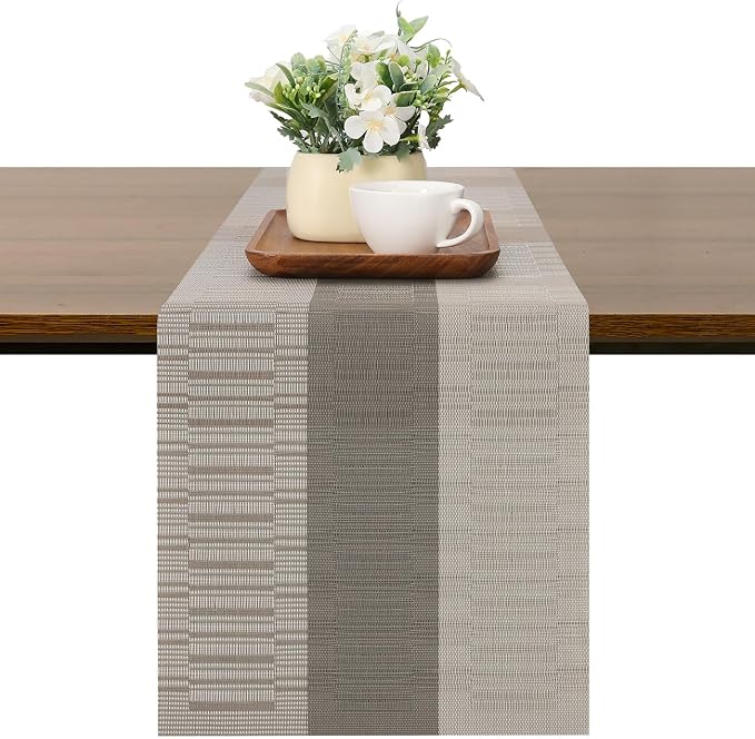 Table Runner 88 Inches Long, Vinyl Woven Farmhouse Table Runners | Washable by Chitomars
