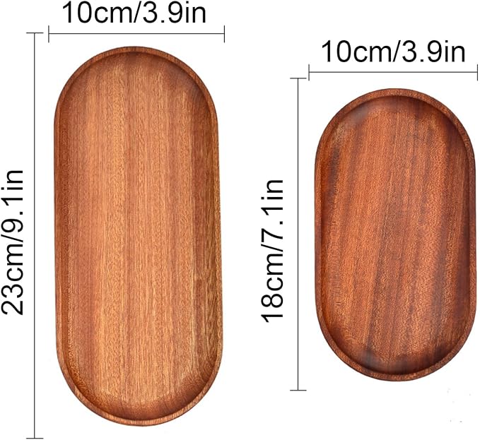 6 Pack Solid Wood Serving Platters and Trays of Natural Wood - Image 3
