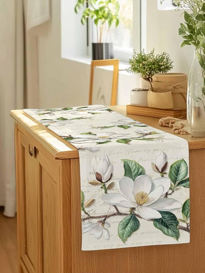 Vintage Floral Spring Table Runners 108 Inches Long, Rustic Botanical Table - Image 7