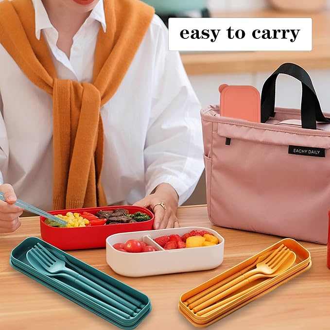 Travel Utensils with Case, Camping Reusable Utensils Set with Case | Plastic - Image 6