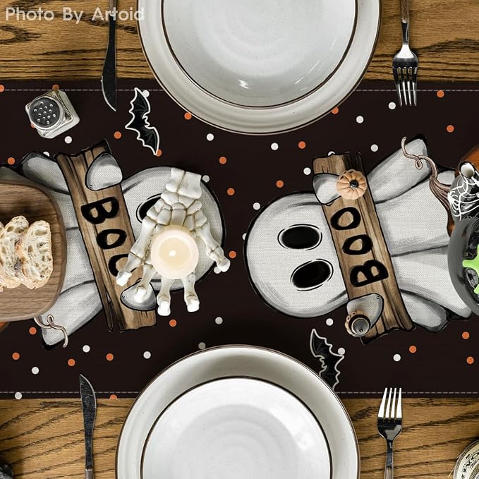 Artoid Mode 210 GSM Halloween Table Runner 13x48 Inch Home Party Decor | Polka - Image 3