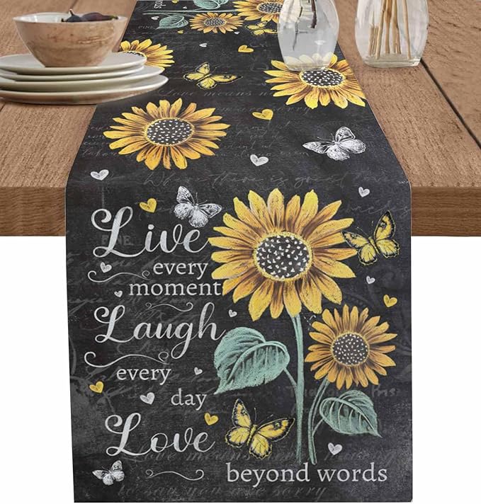 Retro Sunflower Table Runners 72 Inches Long, Spring Summer Farmhouse Table by Unknown