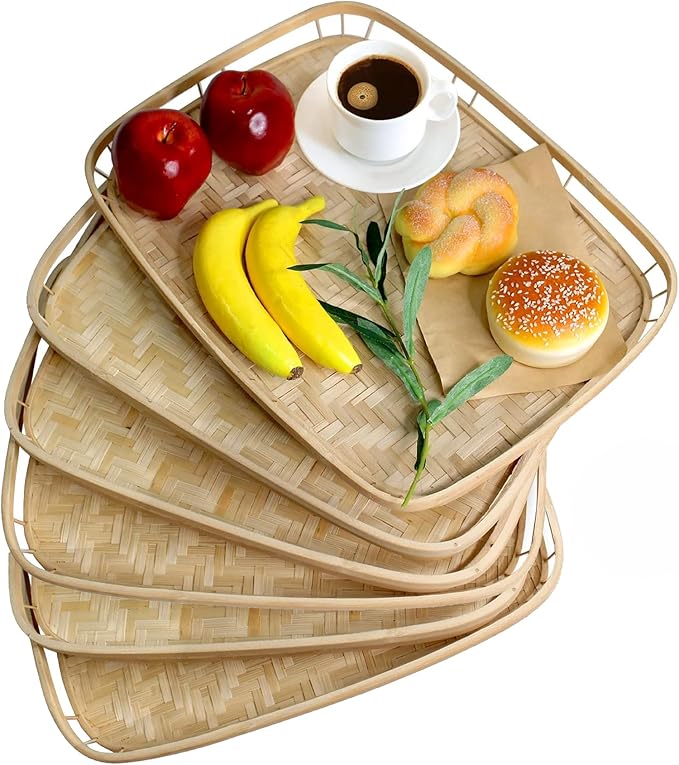 PEMAR Set of 6 Natural Bamboo Trays by PEMAR