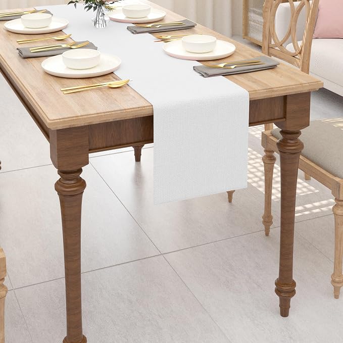 Table Runner Cloth 12 x 60 Inches Farmhouse Kitchen Coffee Burlap Dining Table - Image 2