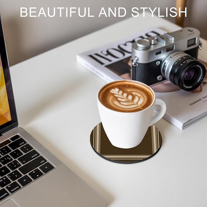 Dark Brown Coasters Set of 6 Absorbent Coasters - Image 8