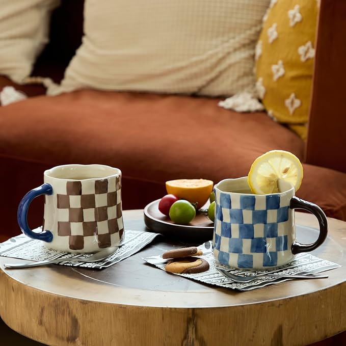 Retro Checkered Ceramic Coffee Mug 16Oz - Image 6