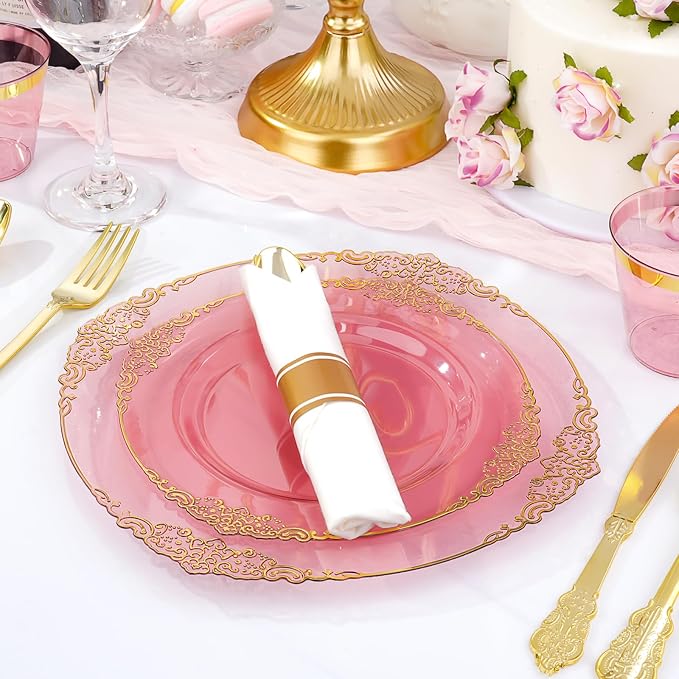 Bestluck 700PCS Burgundy Disposable Dinnerware - Image 5