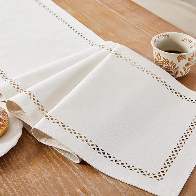 Rustic Burlap Table Runner, Off White Table Runners 36 inches Long | Double - Image 7