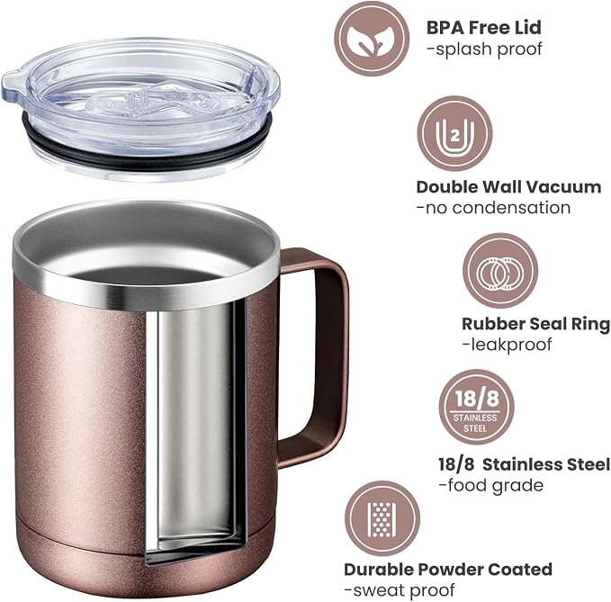 MEWAY 12oz Coffee Mug With Handle 8 Pack Bulk, Stainless Steel Insulated Travel - Image 2