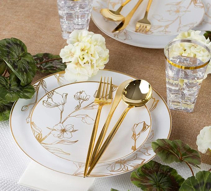 PLASTICPRO White Plastic Design Party Plates Premium heavyweight Elegant - Image 2
