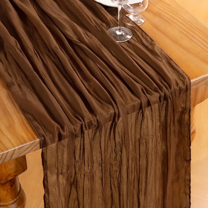 DeZerlor Brown Cheesecloth Table Runners 10 Pack Fall Runners | 120Inch Gauze - Image 2