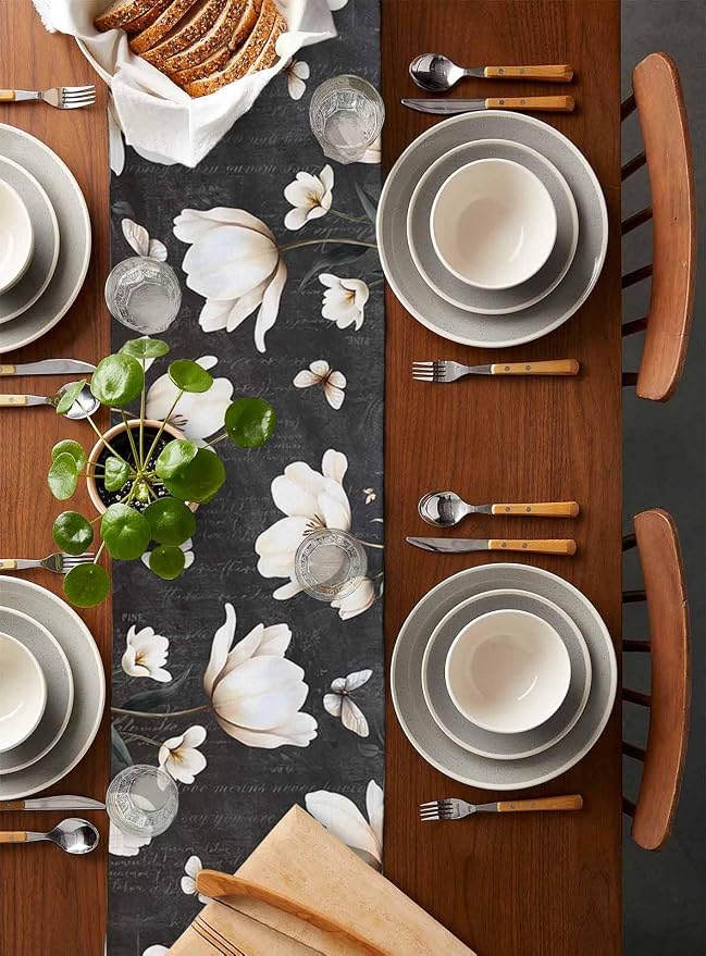 Farmhouse Floral Short Table Runners 36 Inches, Cotton Linen Fabric Table - Image 5