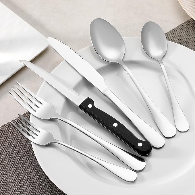 24 Piece Dinner Forks Set, Food-Grade Stainless Steel Forks Silverware - Image 7
