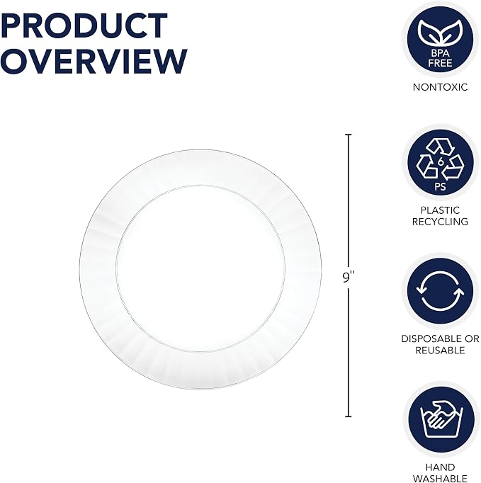 Party Essentials Deluxe Quality Hard Plastic 9-Inch Round Party/Luncheon Plates - Image 4