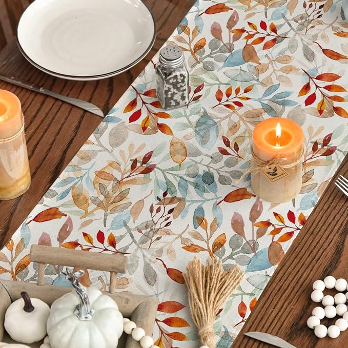 Artoid Mode 210 GSM Fall Table Runner 13x60 Inch Home Party Decor | Beige - Image 7