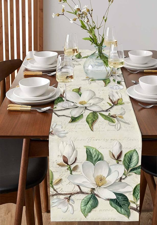 Vintage Floral Spring Table Runners 108 Inches Long, Rustic Botanical Table - Image 2