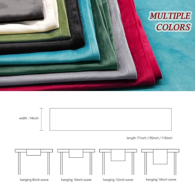 BALCONY & FALCON Table Runner Velvet Dark Gray 14"x118" | Elegant, Fall Decor - Image 5