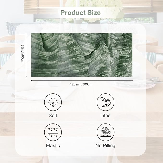 12 Pack Sage Green Cheesecloth Table Runner 35x120 Inch 10Ft Rustic Gauze - Image 4