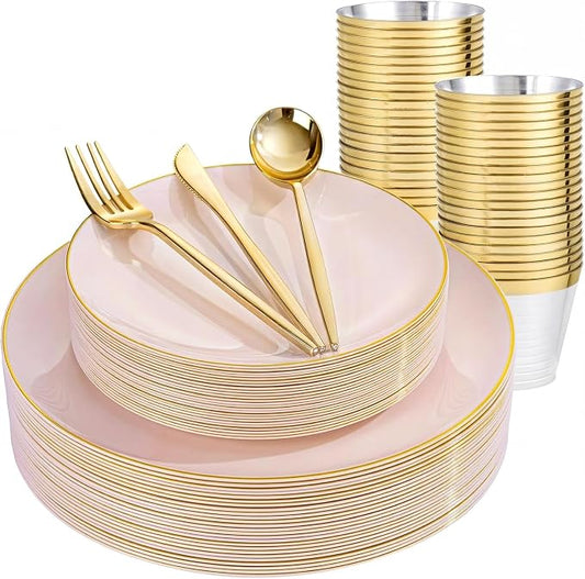 bUCLA 150PCS Pink Plastic Plates by BUCLA