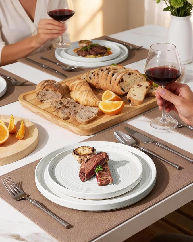 Stoneware Dinnerware Set for 8, Plates and Bowls - Image 2