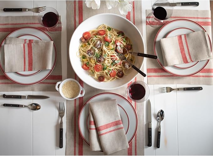 Solino Home 100% Pure Linen Table Runner, 14 x 144 in, French Stripe | Table - Image 2