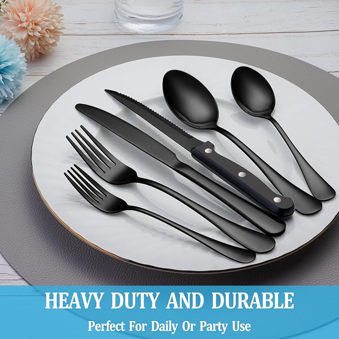72 Pcs Black Silverware Set - Image 7