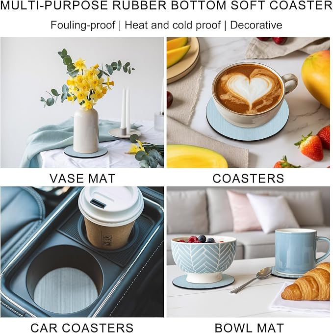 Sky Blue Thin Lines Coasters Set of 6, Absorbent Coasters - Image 6