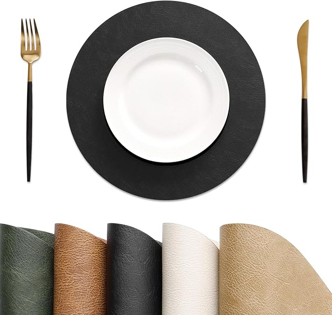 MOSAYT 13 Inch Round Vinyl Placemats Set of 6 by MOSAYT