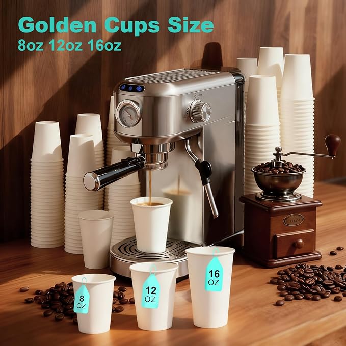 12 oz 300 Pack Disposable Coffee Cups, Bulk White Disposable Paper Cups - Image 8
