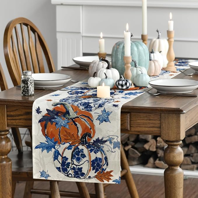 Artoid Mode 210 GSM Fall Table Runner 13x120 Inch Home Party Decor | Pumpkins - Image 3