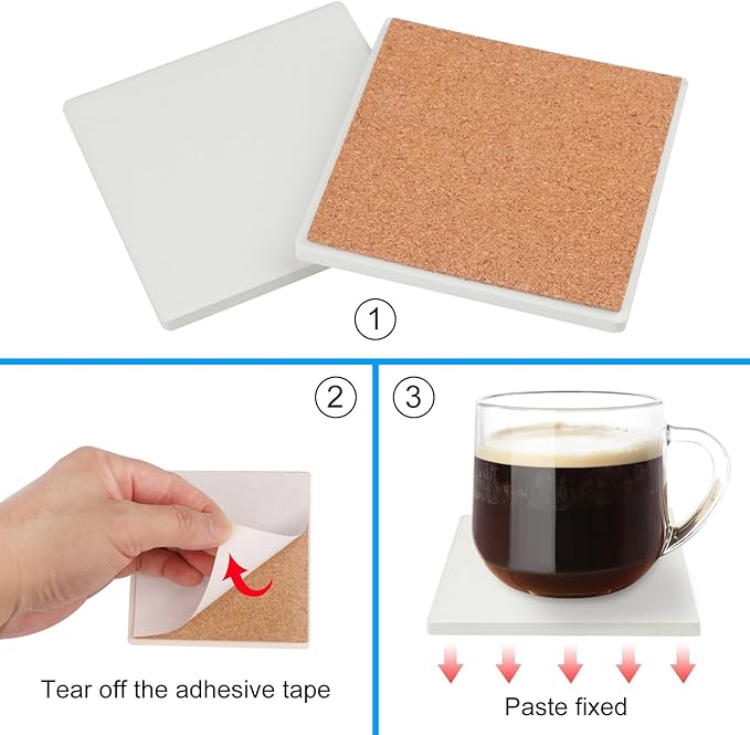 GNIEMCKIN 45 Pieces 4x4 Inch Blank Ceramic Coasters, Ceramic Tiles - Image 3