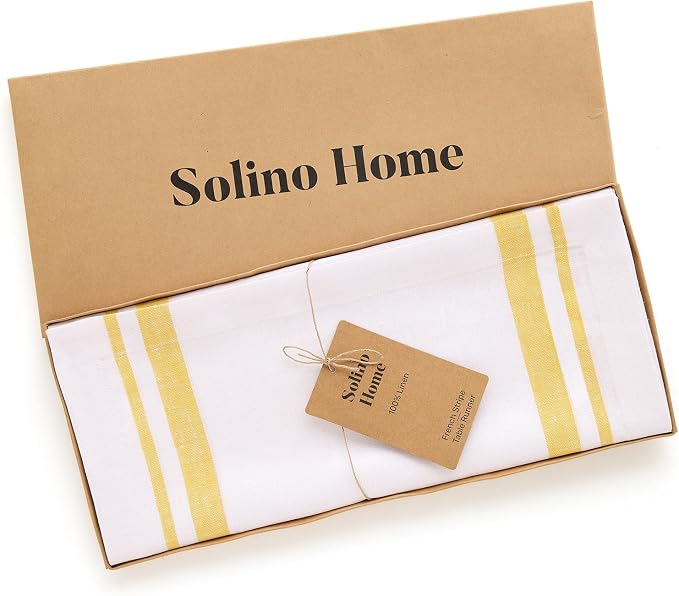 Solino Home 100% Linen Table Runner, 14 x 132 in, mitered corners | Pure Linen - Image 5
