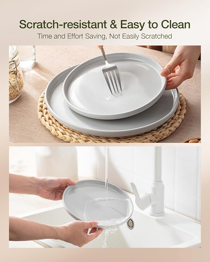 Famiware Milkyway 24-Piece Stoneware Dinnerware Set, Light Gray | Plates and - Image 5