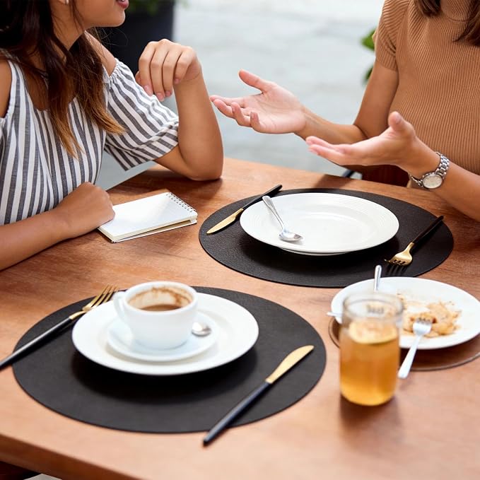 MOSAYT 13 Inch Round Vinyl Placemats Set of 6 - Image 2