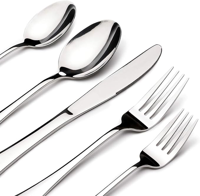 Silverware Set for 12 with Serving Utensil, Stainless Steel Flatware Cutlery | by ACNUSIK