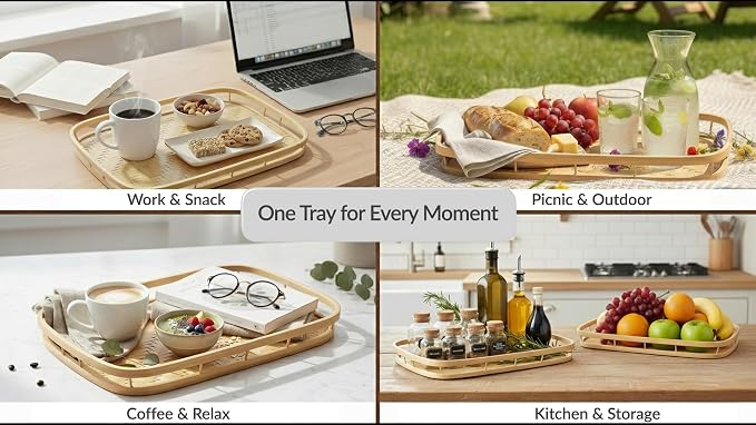 PEMAR Set of 6 Natural Bamboo Trays - Image 4