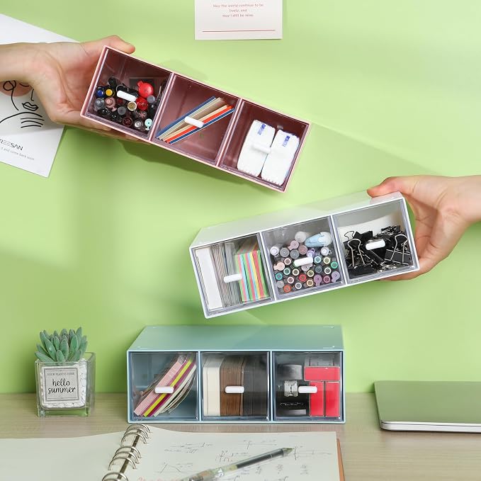 Desk Organizer 3 Drawers, Stackable Makeup Organizer, Small Toolbox | 1 Teir - Image 8