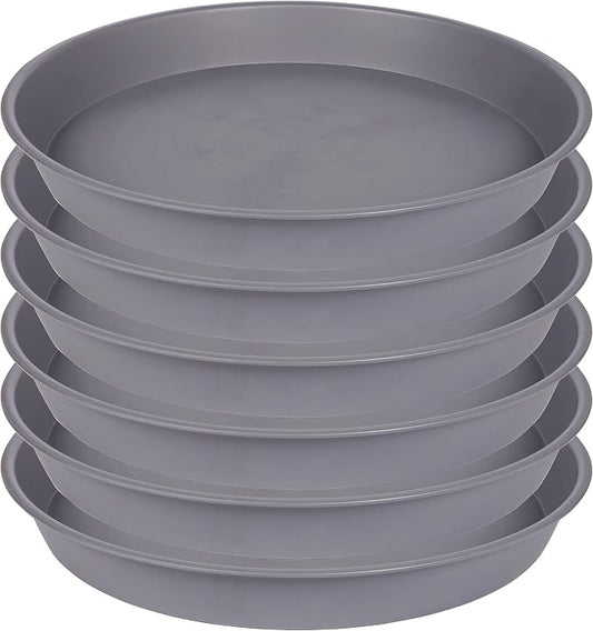 6 Pack of 10 inch Plant Saucer Gray, Heavy Duty Plastic Plant Saucer 10 inch by Bleuhome