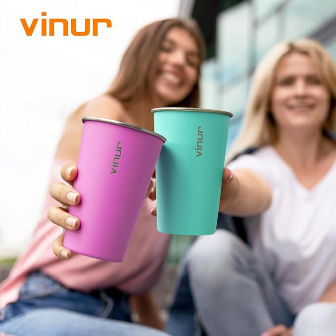 Stainless Steel Cups-16 oz Colorful Stackable Metal Drinking Glasses 8 Pcs | 16 - Image 6