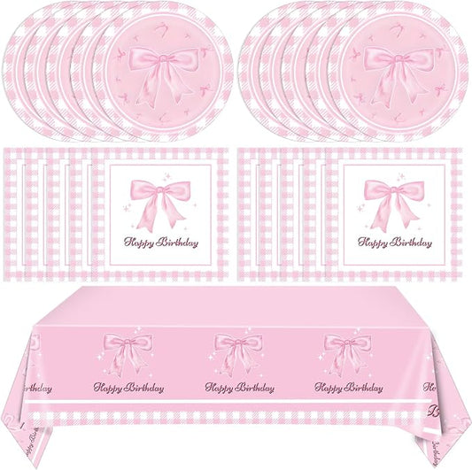 Pink Bow Party Decorations, Coquette Birthday Decorations Pink Bow Napinks by Mainivo