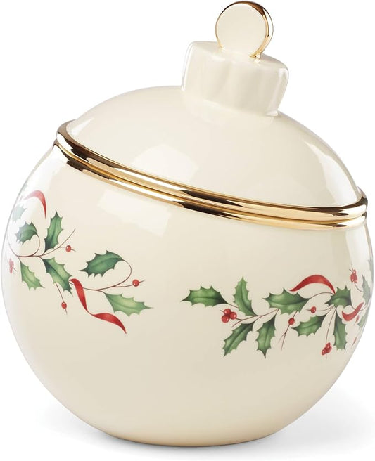 Lenox Holiday Christmas Ornament Cookie Jar | dolomite ceramic, hand wash only by Lenox