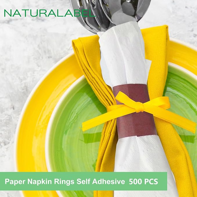 Self-Adhesive Napkin Bands, Burgundy | Wrap silverware & napkins, elegant table - Image 5