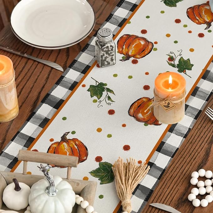Artoid Mode 210 GSM Fall Table Runner 13x90 Inch Home Party Decor | Pumpkin Bow - Image 7